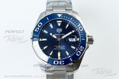 Swiss Clone Tag Heuer Aquaracer 300M Calibre 5 43 MM Blue Dial Steel Band Men's Watch